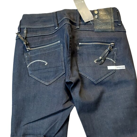 Retro G-Star Fender Mini Bell Bottom Capris Shorts Blue Denim Jeans Sz 27 NWT - Picture 8 of 9